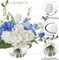 Artificial Flowers with Vase, Blue Silk Hydrangea and Peony Bouquet with Faux Water, Fake Tulips Flower Arrangement for Home Decor, Wedding & Party Table Centerpieces